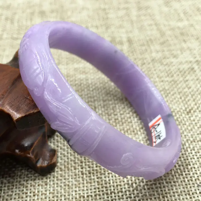 DYY 56 мм Винтаж Китай Ручной резьбой Лаванды Фиолетовый Жадеит Нефрита Браслет 1105 |