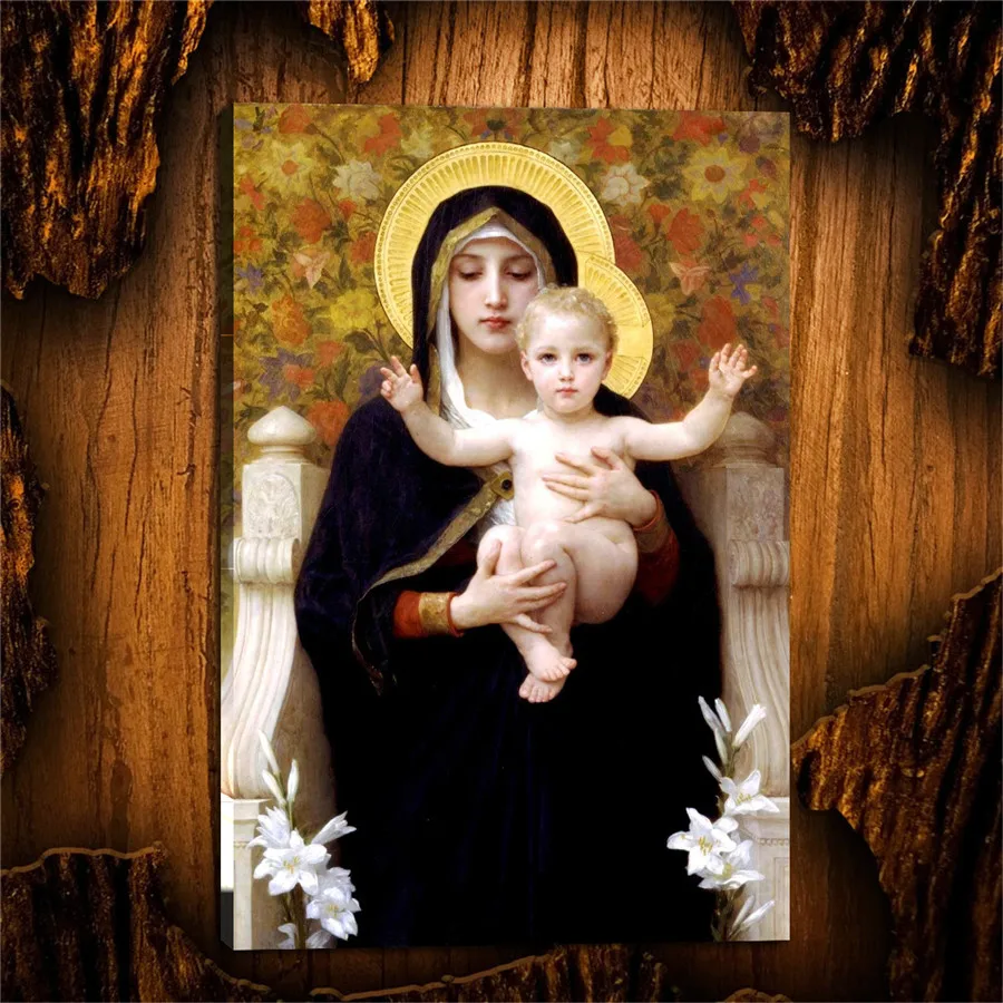 Madonna of The Lilies Bouguereau Canvas Painting Living Room Home Decor Modern Mural Art Oil | Дом и сад
