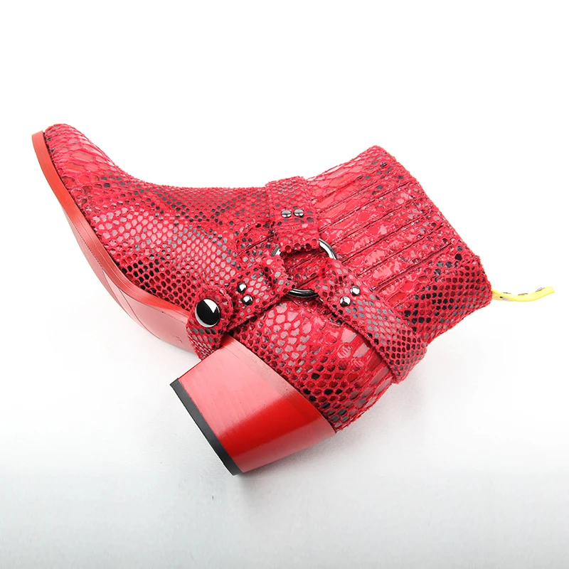 Женские ботинки со змеиным принтом Perixir 2020 новый стиль остроносые женские из