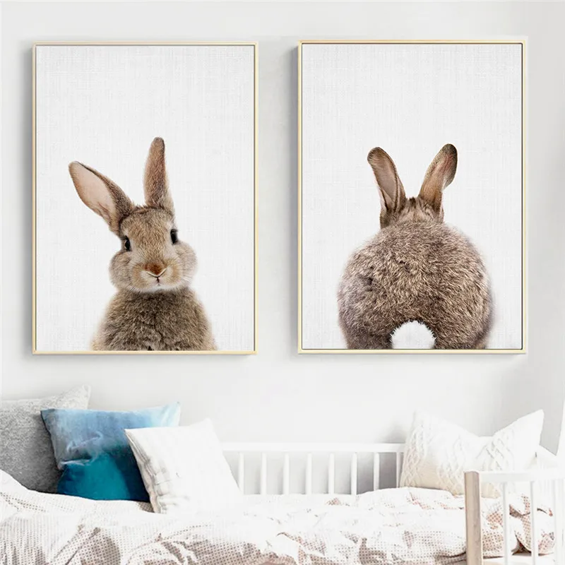 Скандинавские животные живопись на холсте печатные плакаты кролик альпака белка