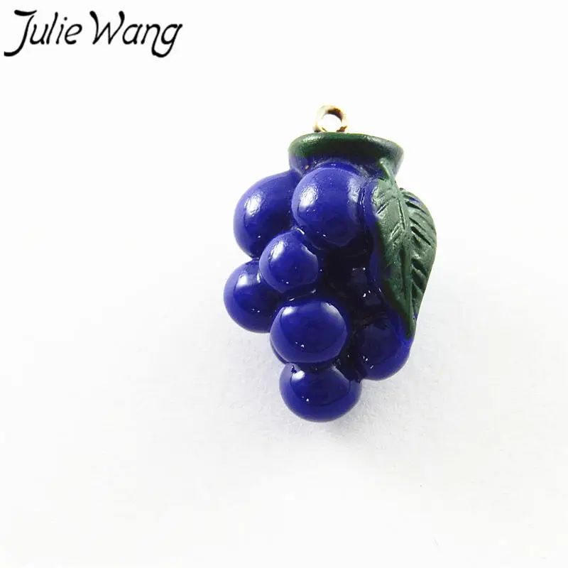 Julie Wang 5 шт. Смола фиолетовый виноград Фрукты Шарм Для Ожерелья Подвески Серьги