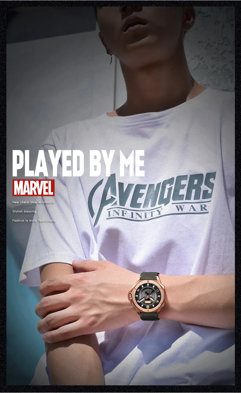 MARVEL Мужские часы Роскошные танос Кварцевые спортивные часы для мужчин часы для мальчика 5Bar водонепроницаемые Железный человек светящиеся Руки Мужские часы