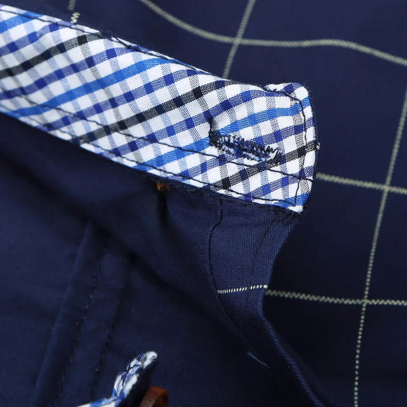 Рубашка мужская с длинным рукавом хлопковая Классическая в клетку карманами