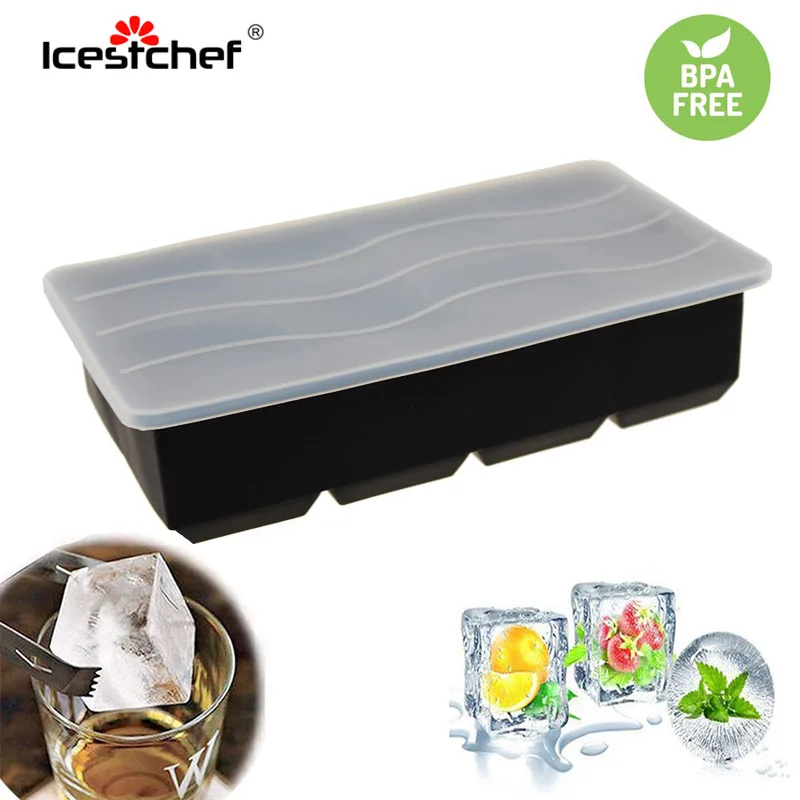 ICESTCHEF 8 силиконовая форма для льда квадратный лоток Форма мороженого кубиков