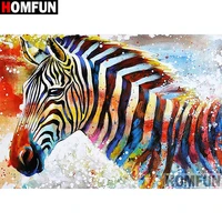 homfun full squareround drill 5d diy diamond painting color zebra embroidery cross stitch 3d home decor gift a12992