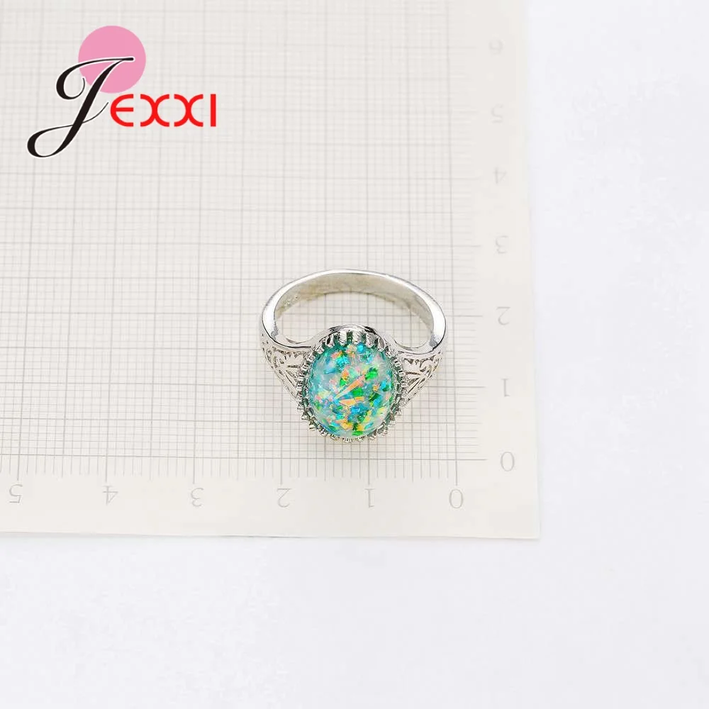 

Fashion Popular Trendy 925 Sterling Silver Rings For Women Pretty Party Accessories With Colourful Opal Stone Hot Sell
