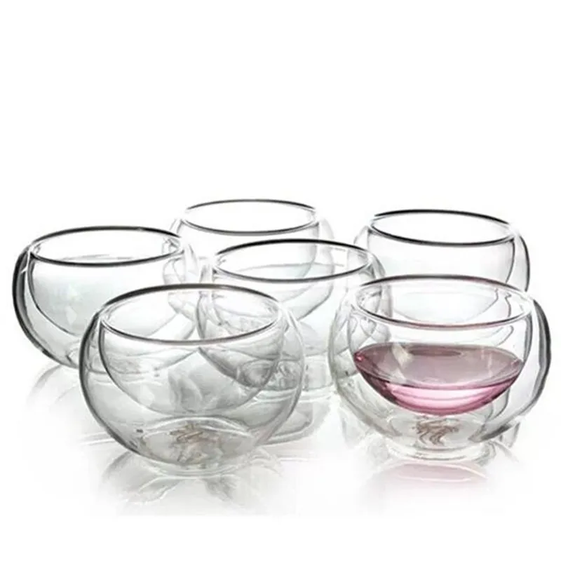 6 шт./компл. 50 мл термостойкая двухслойная стеклянная чайная чашка элегантная