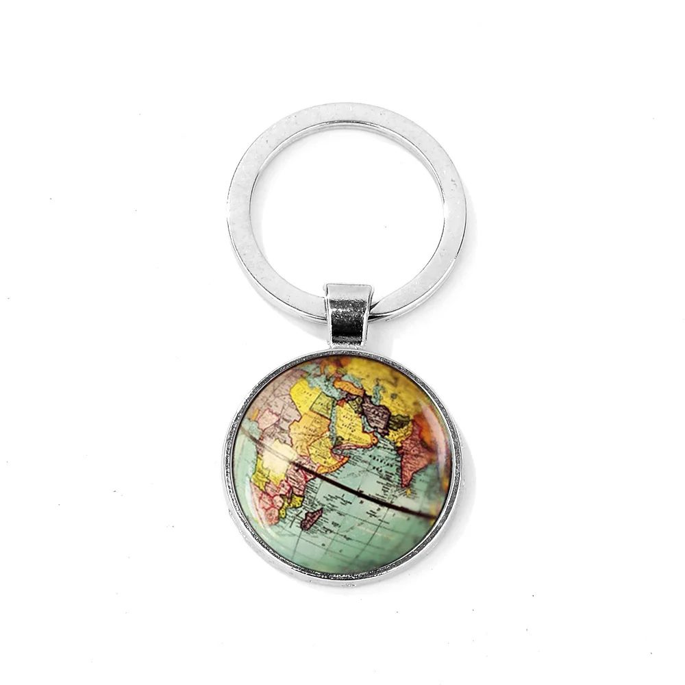 Брелок путешественников на русской карте мира стеклянный кабошон с 3D-эффектом