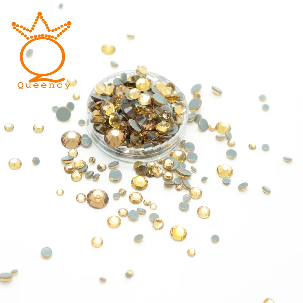 Light Smoked Topaz Queency паста для одежды, ss3-ss30, смешанный размер, 1440 шт, кристаллы, горячая фиксация, стразы trass Flatback, стразы, термо-стразы - Цвет: Light Smoked Topaz