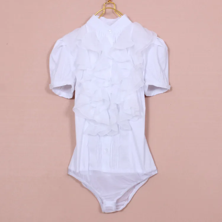Short Sleeve Блузка, боди-рубашка, женские блузы, повседневные боди с оборками, топы, блузы с длинным рукавом, женские офисные рубашки, красная, белая одежда - Цвет: Short Sleeve
