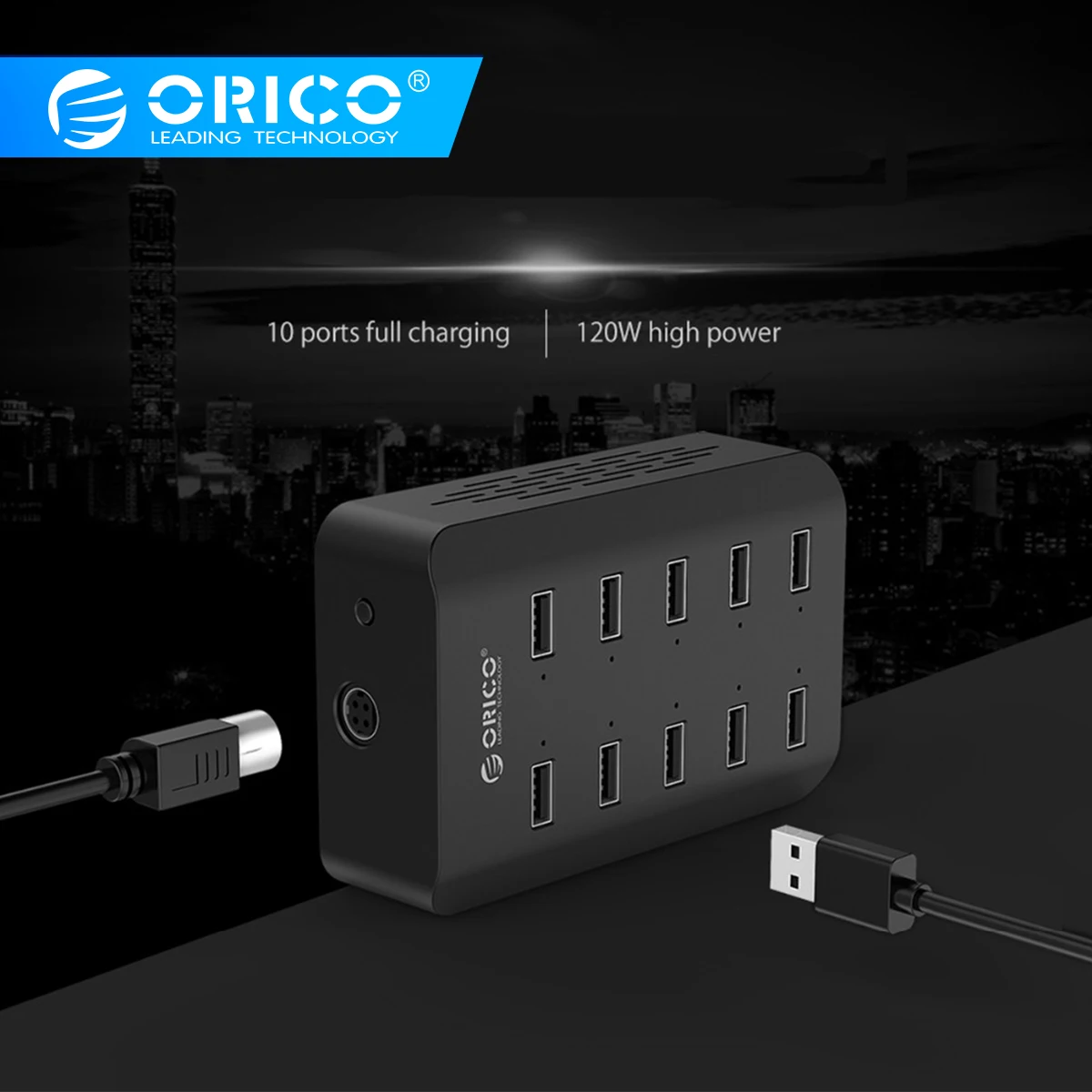 ORICO 10 портов USB умная зарядная станция 5V2. 4A 120 Вт EU US UK адаптер питания для ресторана супермаркета отеля железнодорожная станция