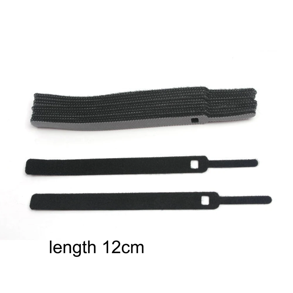 black 12cm length 20 шт. клейкая застежка Ленточные палочки кабельные стяжки крюк и петля крепеж палка Пряжка ремень связка завязка назад к спине волшебная лента галстук - Цвет: black 12cm length