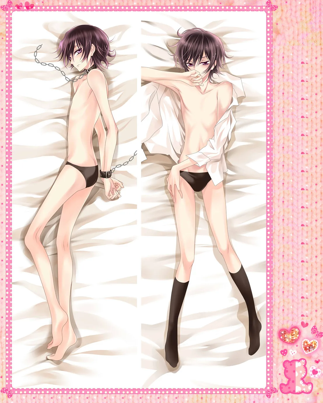 

Anime Cartoon Code Geass Double Bolster Hugging Pillow Case Pillow Cover Pillowcase Peach Skin 2 Way No.510002