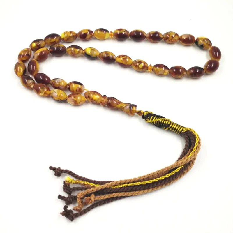 Ambers четки ислам Tasbih 33 Роскошные четки смолы бусины аянтарный Misbaha мастхан молитвенные бусины 9*12 мм браслет