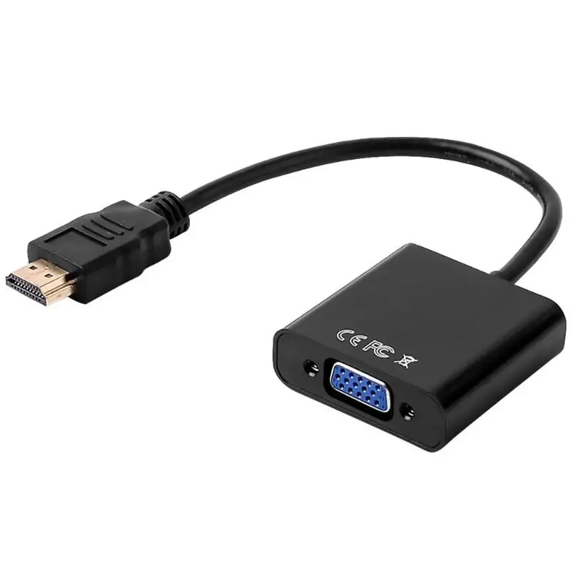 Черный HDMI к VGA адаптер провод поддержка горячей замены позолоченный 1080P конвертер «Папа-мама» аудио-видео кабель Поддержка HDCP 1,0/1,1/1,2 - Цвет: Черный