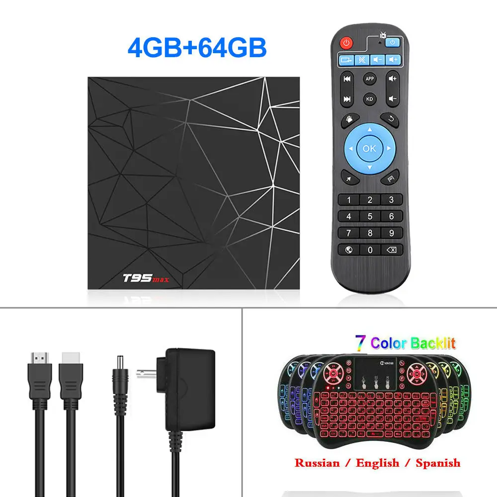 T95 MAX 4 ГБ ОЗУ 64 Гб ПЗУ 6K Смарт ТВ приставка Android 9,0 Allwinner H6 четырехъядерный Wifi медиаплеер Youtube 2G16G T95MAX телеприставка - Цвет: 4G64G Backlit i8