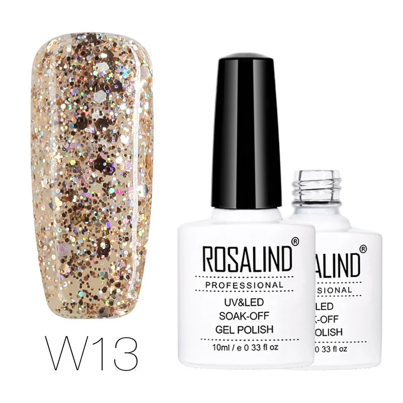 W13 Rosalind гель 1S Новое поступление УФ-гель для ногтей 10 мл бриллиантовый блеск с ультрафиолетовым свечением лак для ногтей Гель-лак для ногтей замочить от маникюра Гель-лак - Цвет: W13