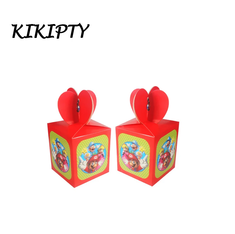 candy box 6pcs Мультфильм Марио тематические праздничные бумажные тарелки/чашки/салфетки скатерть шнурок мешок воздушный шар Дети День рождения украшения принадлежности - Цвет: candy box 6pcs