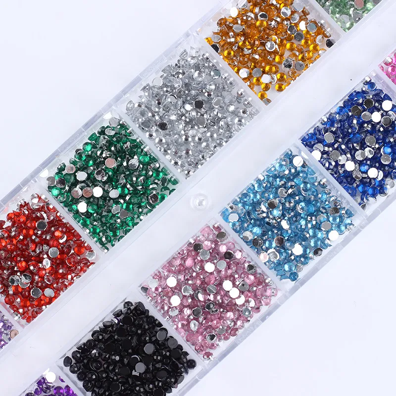 1 коробка цветной черный белый горный хрусталь 2 мм Круглый плоская задняя