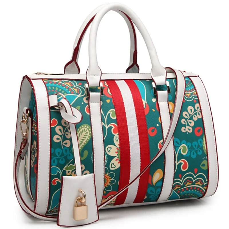 Винтаж Бостон Подушка Мультфильм Печати Цветочные Женщин Сумки Летняя Мода