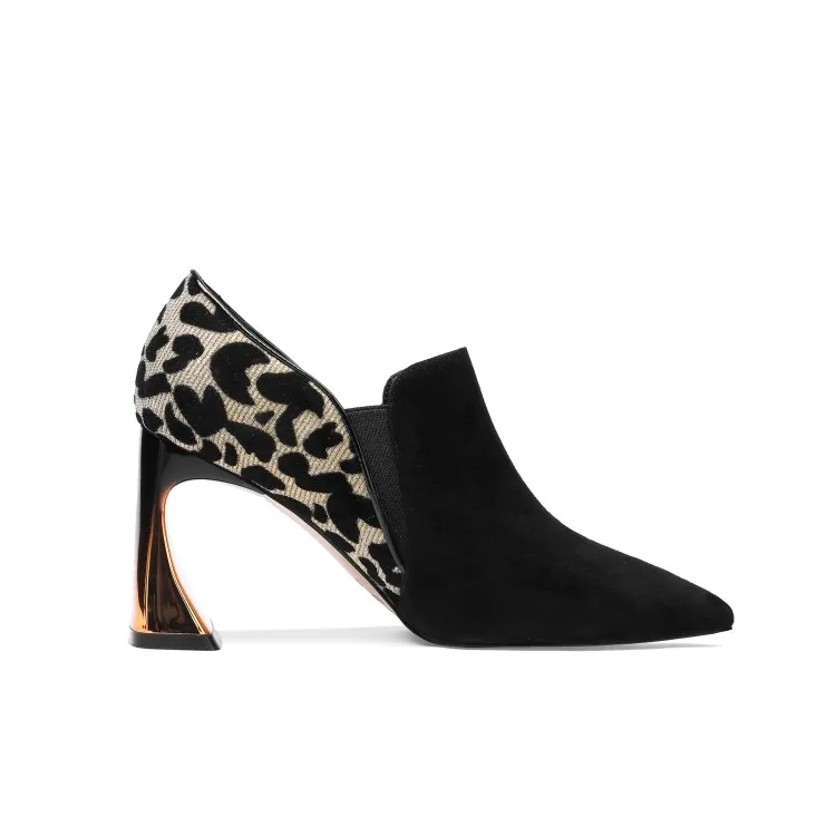 

MLJUESE 2019 women pumps Kid Suede autumn spring mixed colors slip on pointed toe high heels lady shoes party dress