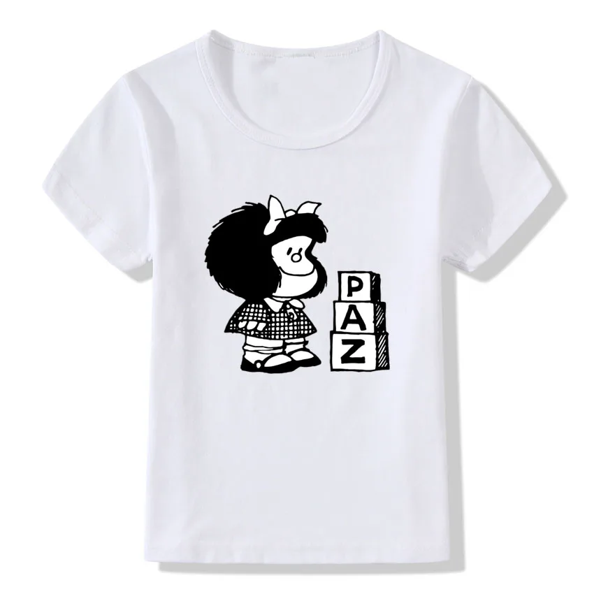 Футболка с принтом «Toda Mafalda» г. крутая Детская летняя футболка с круглым вырезом и короткими рукавами милая футболка для маленьких мальчиков и девочек