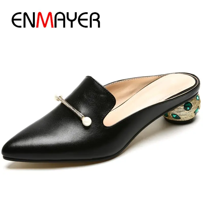ENMAYER/Новое поступление летние туфли-гладиаторы из натуральной кожи Zapatos De Mujer