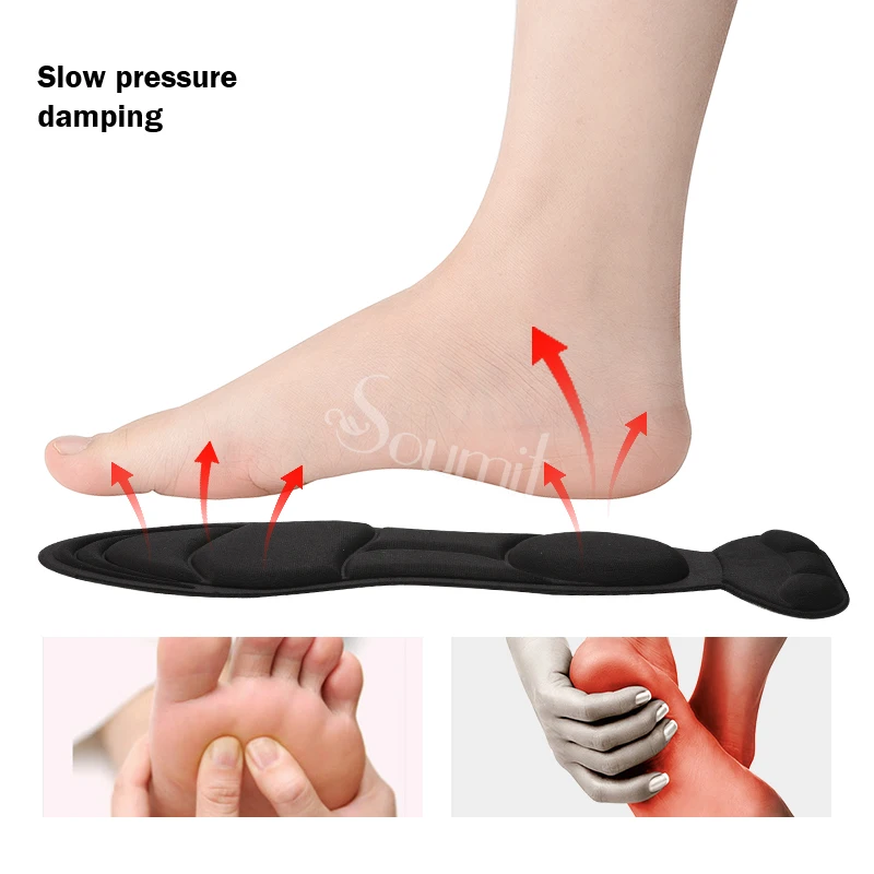 Soumit 5D Soft Sponge Insoles Pad Heel Back Protector High Heel Orthotic Insoles Insert Pad Anti-slip Inner Sole for Women
