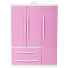 Трехдверный розовый пластиковый гардероб, игровой набор для куклы Барби, гостиная, спальня, гардеробное зеркало, мебель, аксессуары для одежды, игрушка