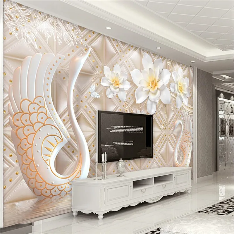 На заказ любой размер фото фон обои мягкая сумка Лебедь цветочное настенное