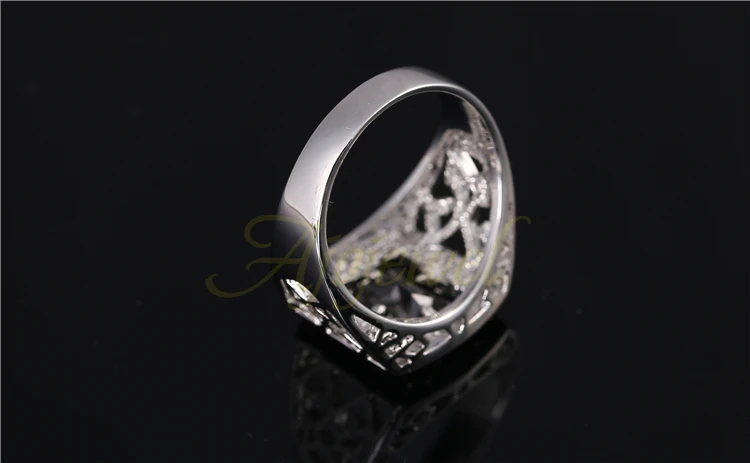 

Size 7-12 Ajojewel Brand Square Black Zircon CZ Rings Men Fashion