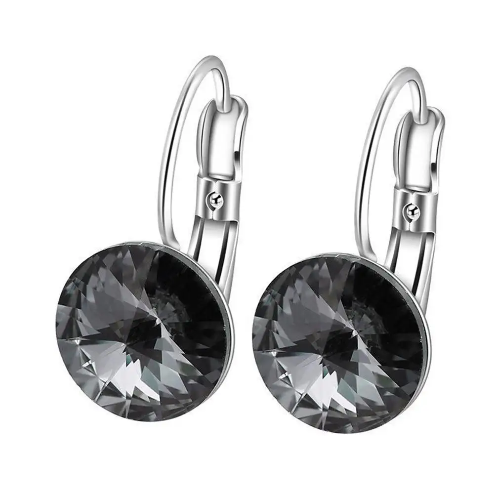 Женские серьги с кристаллами и круглым камнем Винтажные большим цирконием для