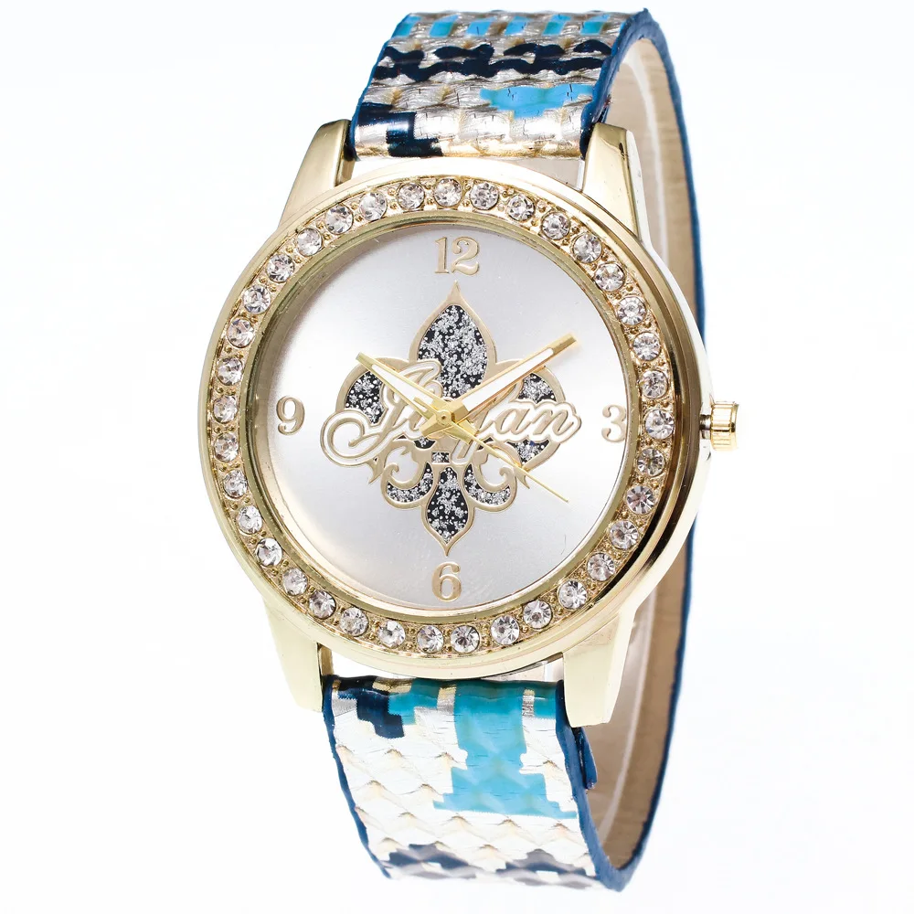 Женские кварцевые часы элегантные с бриллиантами цифровые из искусственной кожи