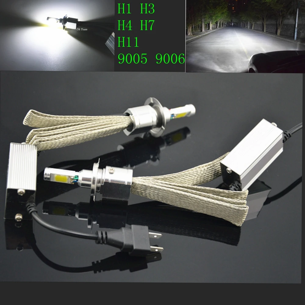 2x H1 H3 H4 H7 H11 светодиодный головной светильник 30W60W 6000K 12V/24V 3600/7200LM автомобильные