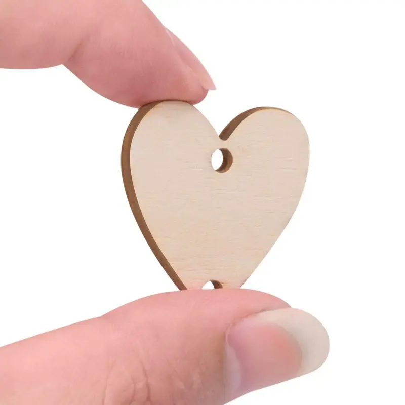 Хит-200 штук в общей сложности деревянные круги сердечки с отверстиями и 12 мм