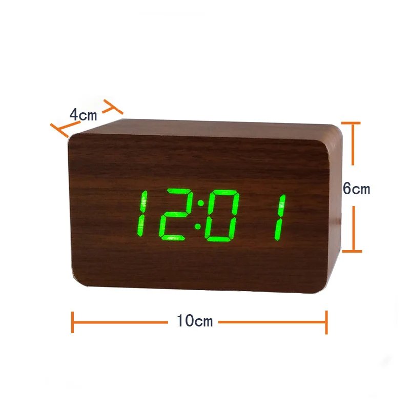 Mrosaa деревянный светодиодный цифровой будильник с функцией повтора температуры
