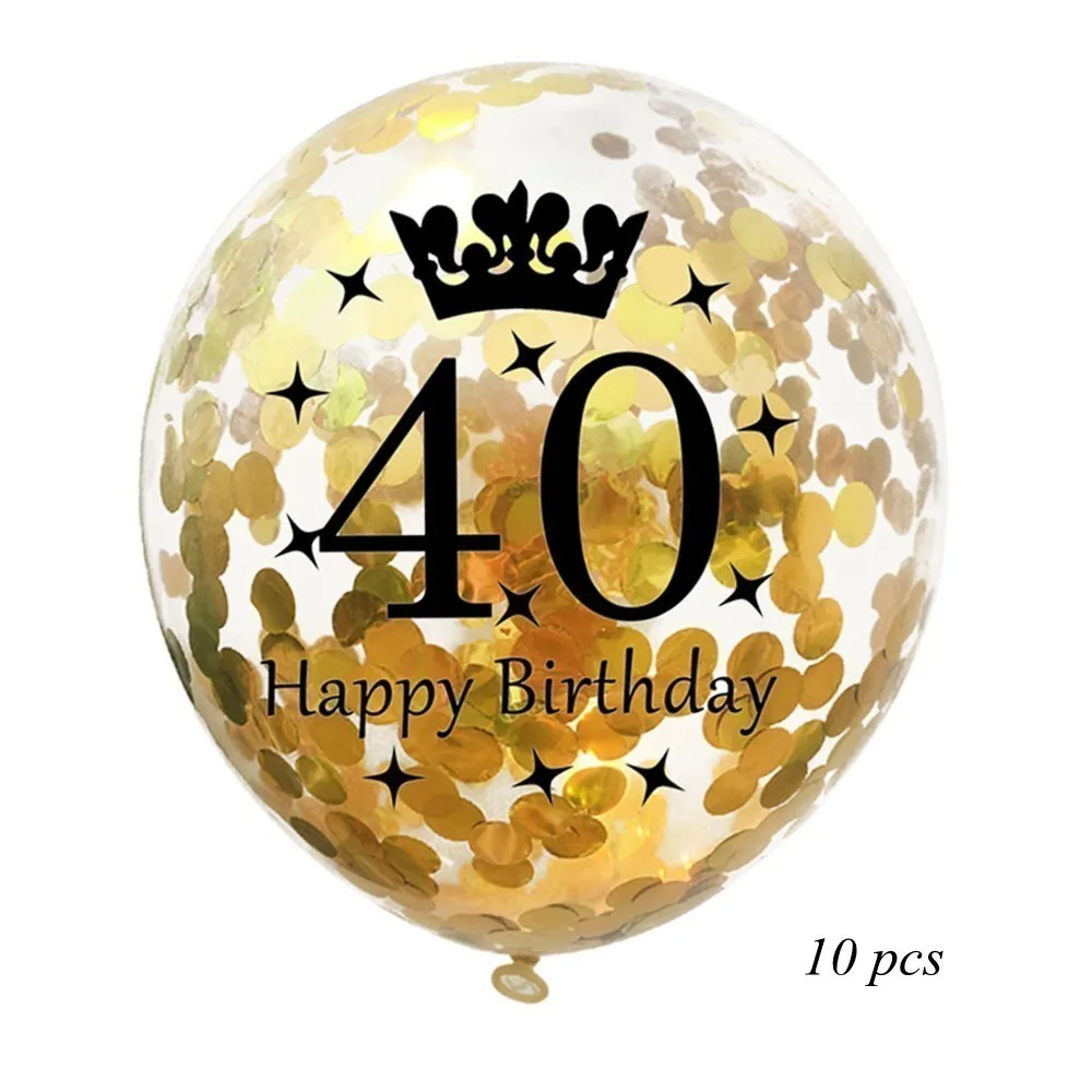 Gold 40th 1 комплект из черного золота, одноразовая посуда, воздушные шары на день рождения, позолоченные бумажные соломинки/чашка, украшение стола, Свадьба/Вечерние принадлежности - Цвет: Gold 40th