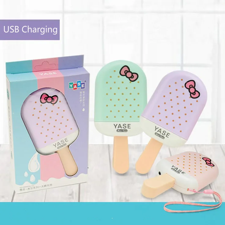 Pocket Portable USB Fan Rechargeable Hand Held Summer Cooling Electrical Ice Cream Style Toys with Strap | Бытовая техника