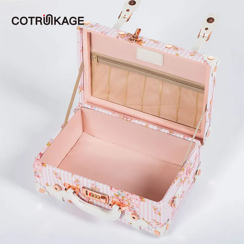 COTRUNKAGE цветочный 13 дюймов Pu кожаная сумка для чемодана розовый косметический