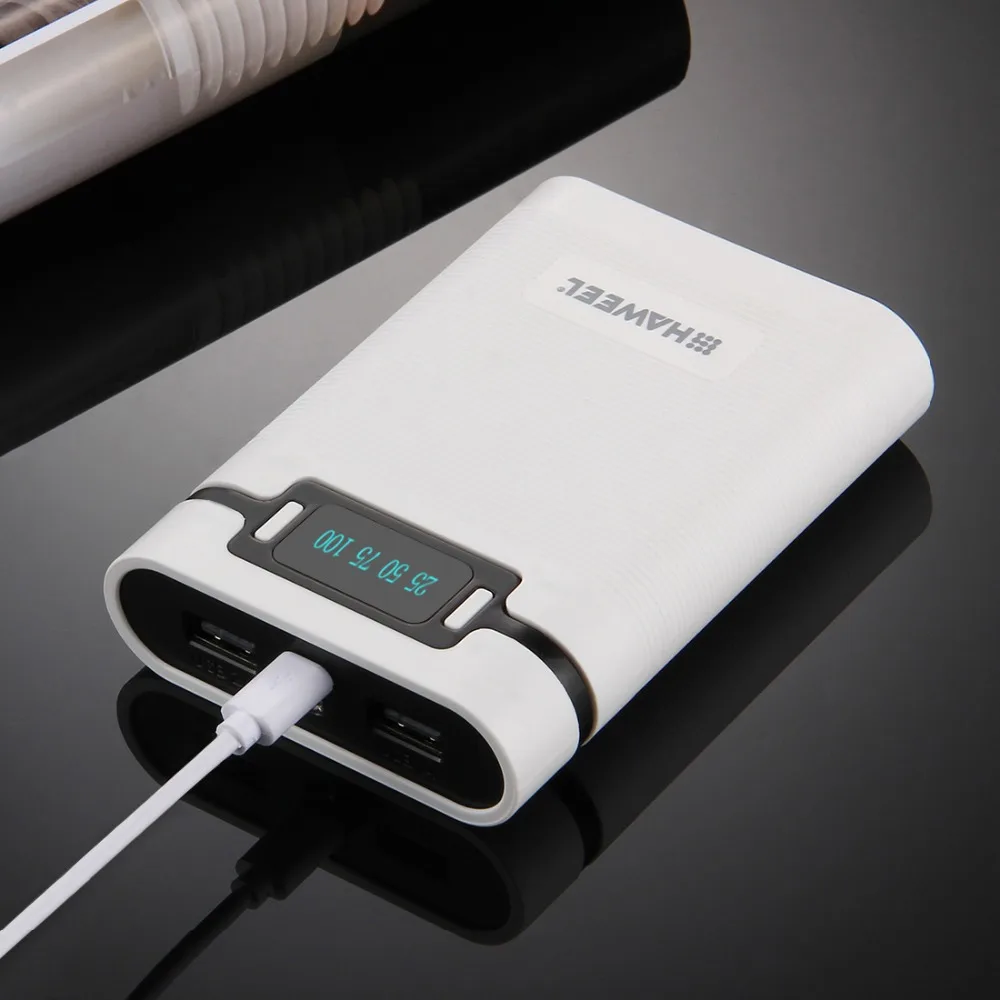 Портативное зарядное устройство HAWEEL DIY 4x18650 10000 мАч корпус 2 выхода USB и дисплей для