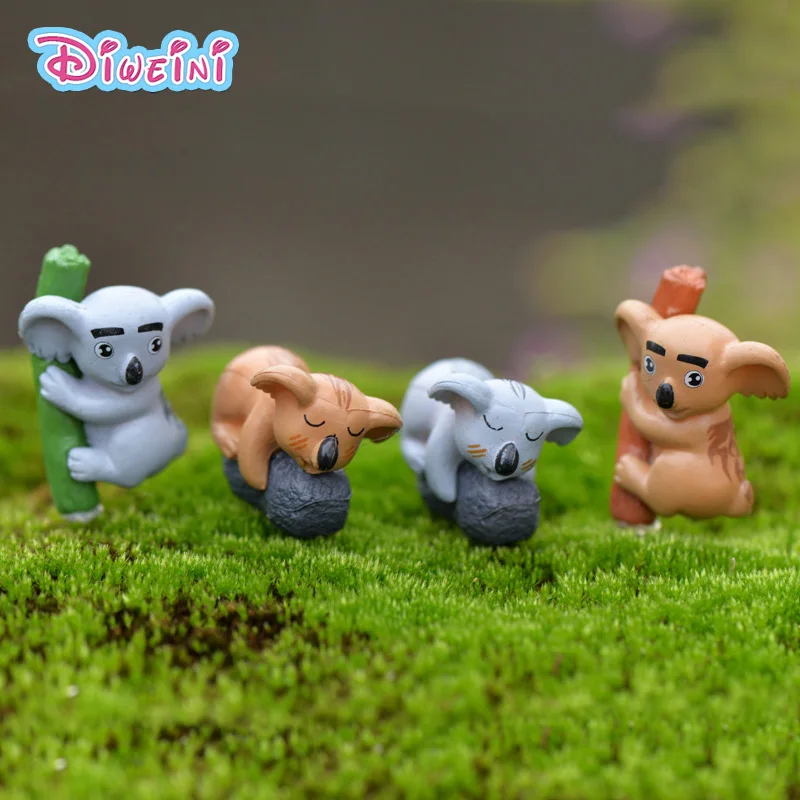 

Фигурка медведь Koala, 2 шт., мультяшная мини-модель, игрушка, фигурка для домашнего украшения, миниатюрный пейзаж из мха, украшение из ПВХ