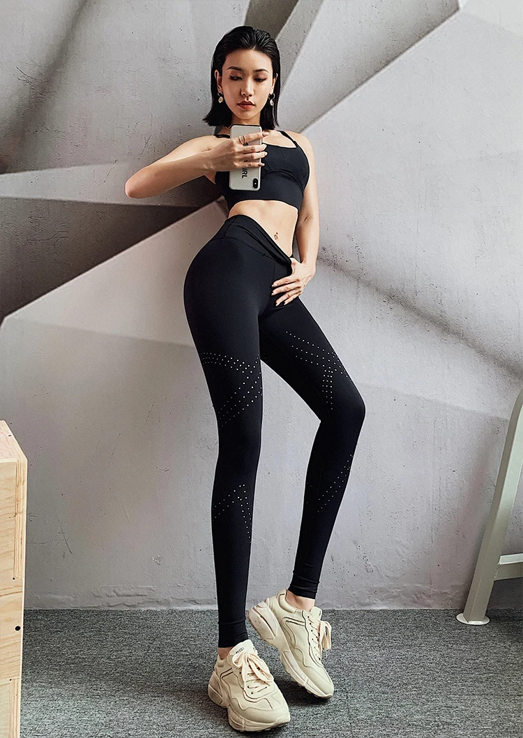 Women Hollow Out Gym Leggings For Fitness Breathable Yoga Pants Woman Yoga Pants Sport Leggings Women Yoga Legging Solid