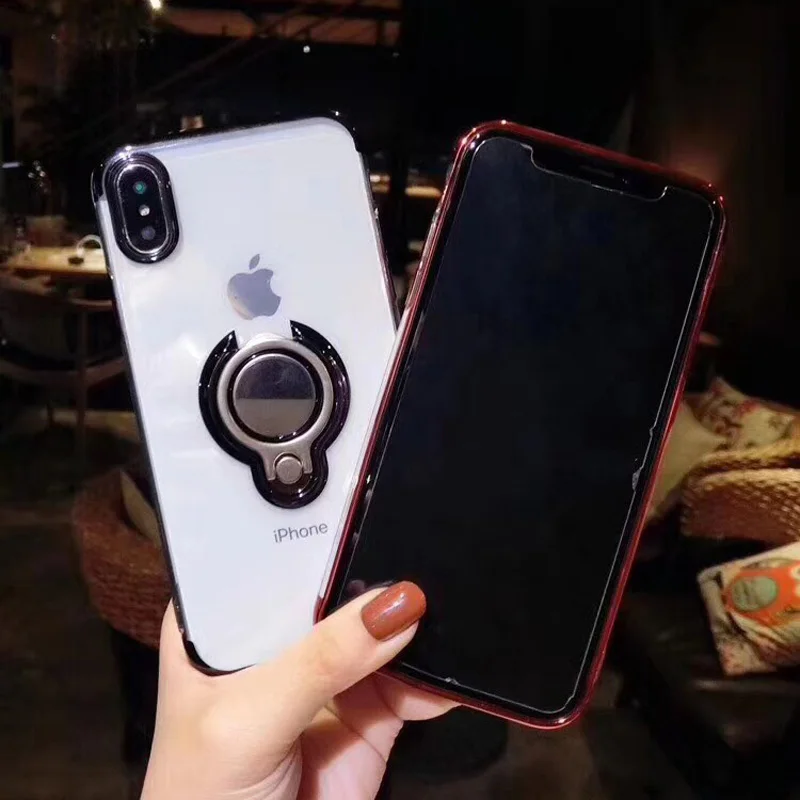 Гальваническое прозрачное зеркальное покрытие для iphone7 7plus магнитное кольцо