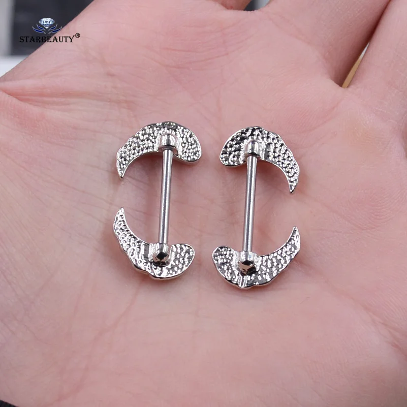 2 pcs Sexy Woman Feather Nipple Ring Stainless Steel Wings Piercing Body Jewelry Women Barbell Pircing Secret |