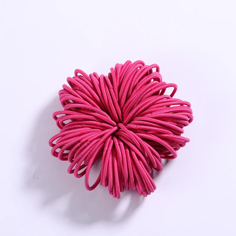 New 100PCS/Lot Girls Candy Colors Nylon 3CM Rubber Bands Children Safe Elastic Hair Ponytail Holder Kids Accessories | Детская одежда и