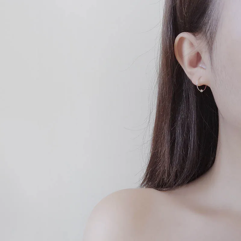 

Real 925 Round Hoop Earrings Accessories For Diy Jewelry Making 6/8/10/12mm Ear Bone Ring With Bead Findings
