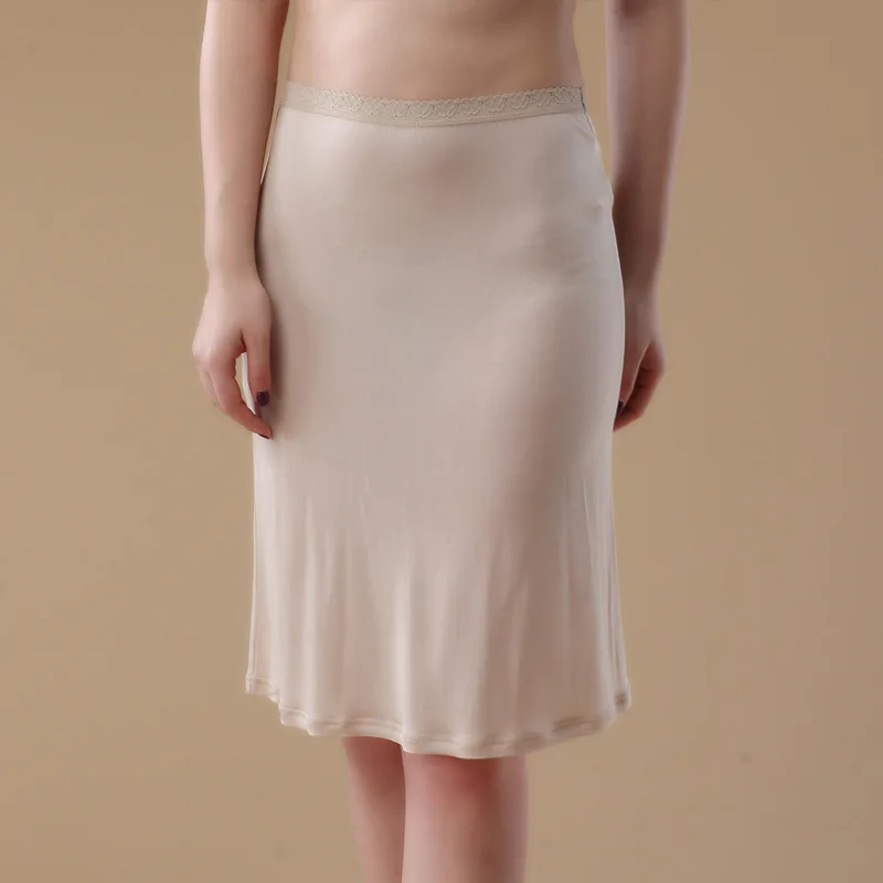 

Нижнее белье женское из 100% чистого шелка, пикантная облегающая юбка, однотонная мягкая Нижняя юбка, WS126