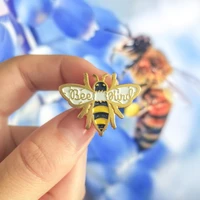 cartoon honey bee enamel pin cute bee kind insect brooch animal buckle denim shirt collar lapel pins badge jewelry gifts
