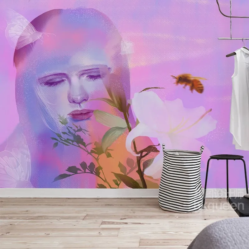 Бесплатная Доставка Современные мечта бабочка цветок фон настенной живописи