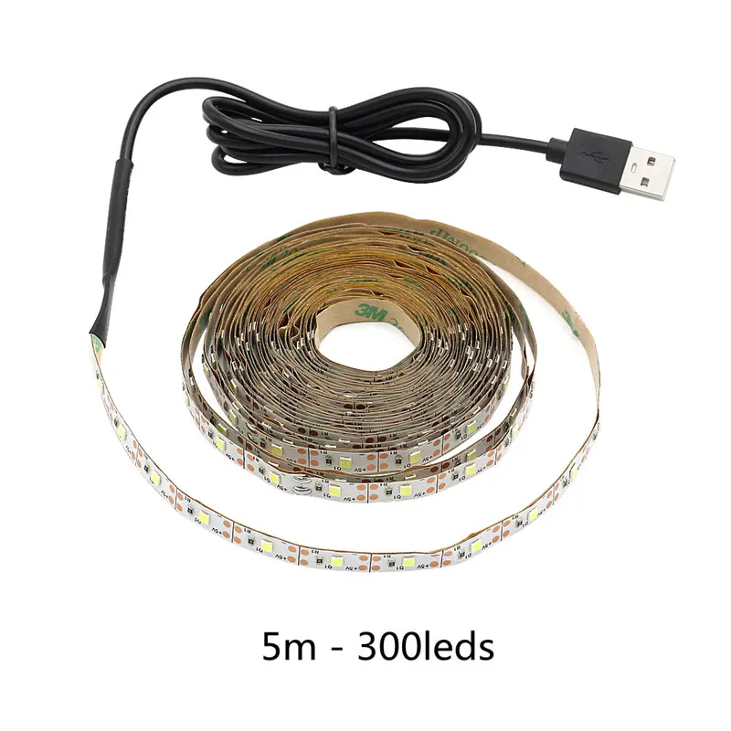 5m 300leds Питание от USB 50 см 1 м 2 м 3M 4M 5 м Светодиодная лента светильник DC 5 В Гибкая лампа SMD 2835 Рождественская декоративная лента для телевизора фоновый светильник ing - Испускаемый цвет: 5m 300leds